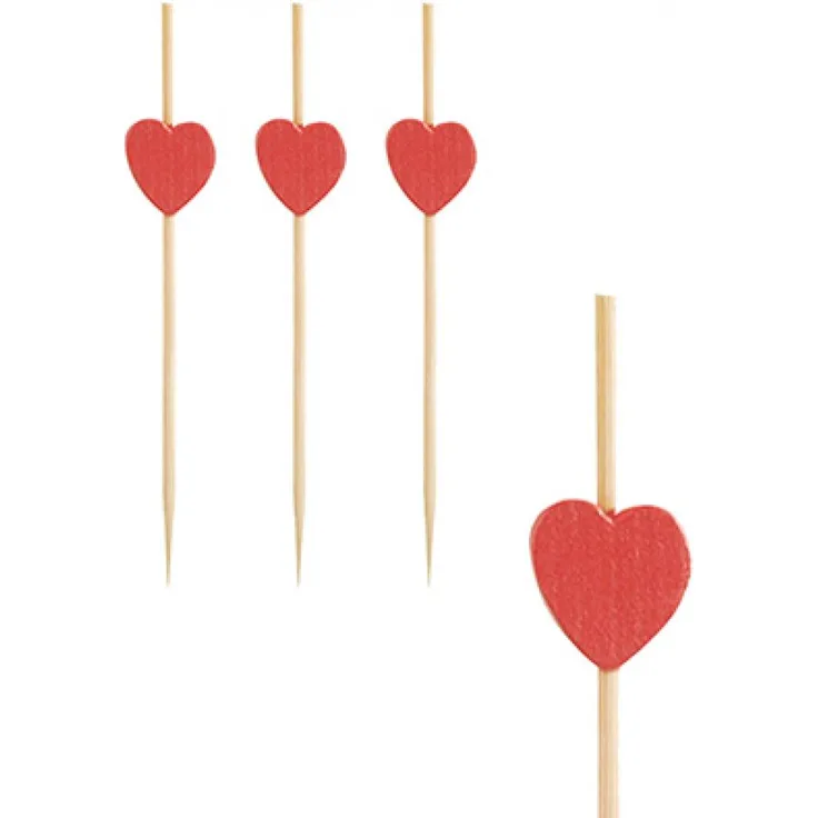 Papstar Heart Grillspieße, Bambus, 7 cm, 100 Stück (84665)