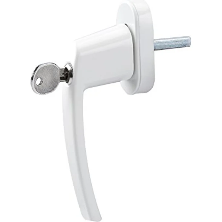 OLYMPIA FGS 100 FGS100 Abschließbarer Fenstergriff mit je 2 Schlüsseln Fenstersicherung mit Schloss Vierkant 7x7mm Stiftlänge 35mm Beschichtetes Metall, Weiß – Bild 1
