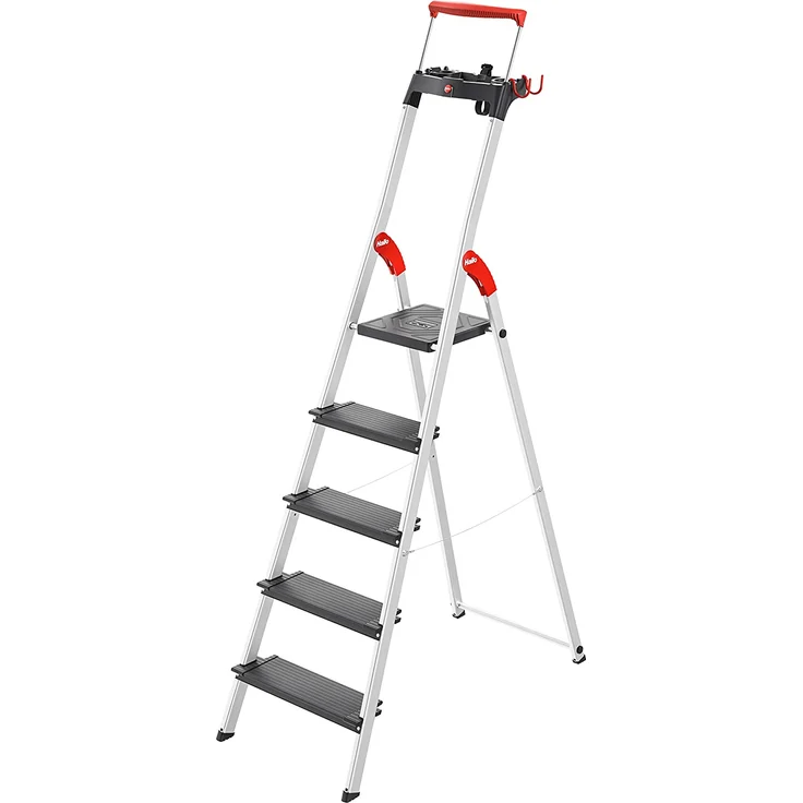 Hailo L100 TopLine, Alu-Sicherheits-Stehleiter, 5 Stufen – Bild 1