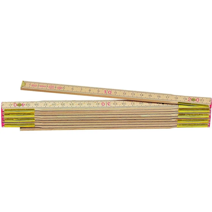 Metrica 23110 Holzgliedermassstab 2 m, rote Dezimalen, naturfarbe