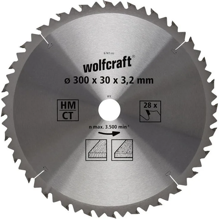 Wolfcraft 6741000 1 TischKreissägeblatt HM, 28 Zähne, ø 300 mm