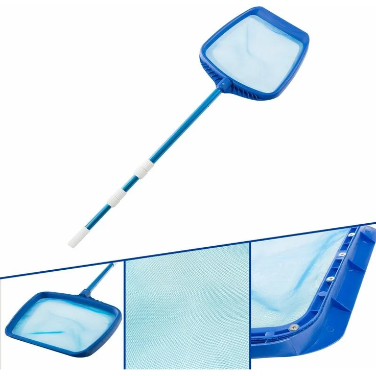 AREBOS Poolkescher Laubkescher Oberflächenkescher Kescher mit Teleskopstange - Blau
