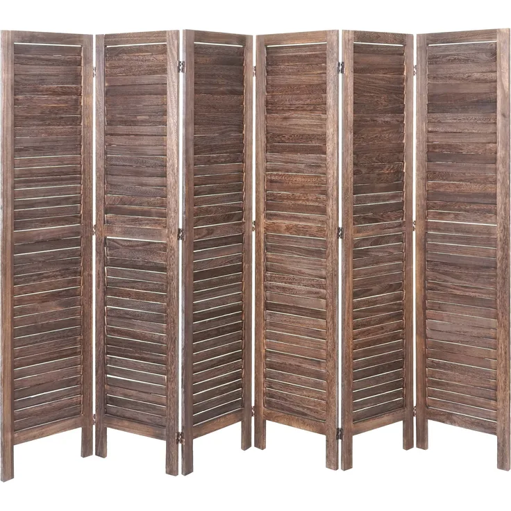 Mendler Paravent HWC-G30, Trennwand Sichtschutz Raumteiler, Shabby-Look 170x240cm braun