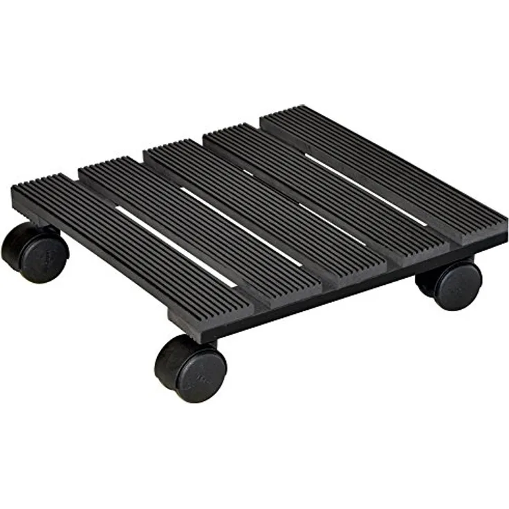 WAGNER Pflanzenroller WPC 29 x 29 cm I Pflanzenroller & Blumenroller für Außenbereich + Innenbereich, anthrazit I Kübelroller aus WPC (Wood Plastic Composite) I Tragkraft 60 kg ? 20050001