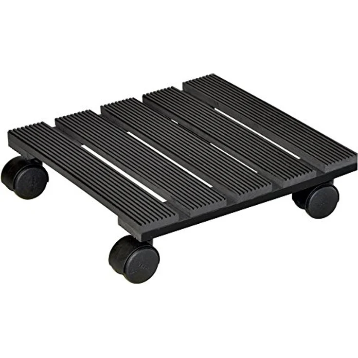 WAGNER Pflanzenroller WPC 29 x 29 cm I Pflanzenroller & Blumenroller für Außenbereich + Innenbereich, anthrazit I Kübelroller aus WPC (Wood Plastic Composite) I Tragkraft 60 kg ? 20050001