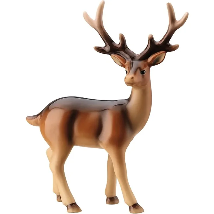 Hutschenreuther Figur Hirsch, Rot Grün, 13 cm