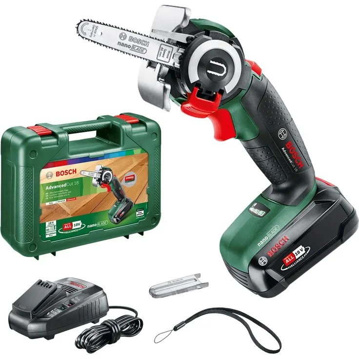 Bosch Advanced Cut 18 06033D5101 Power for All 18V Akku-Kettensäge mit Akku mit Ladegerät im Koffer