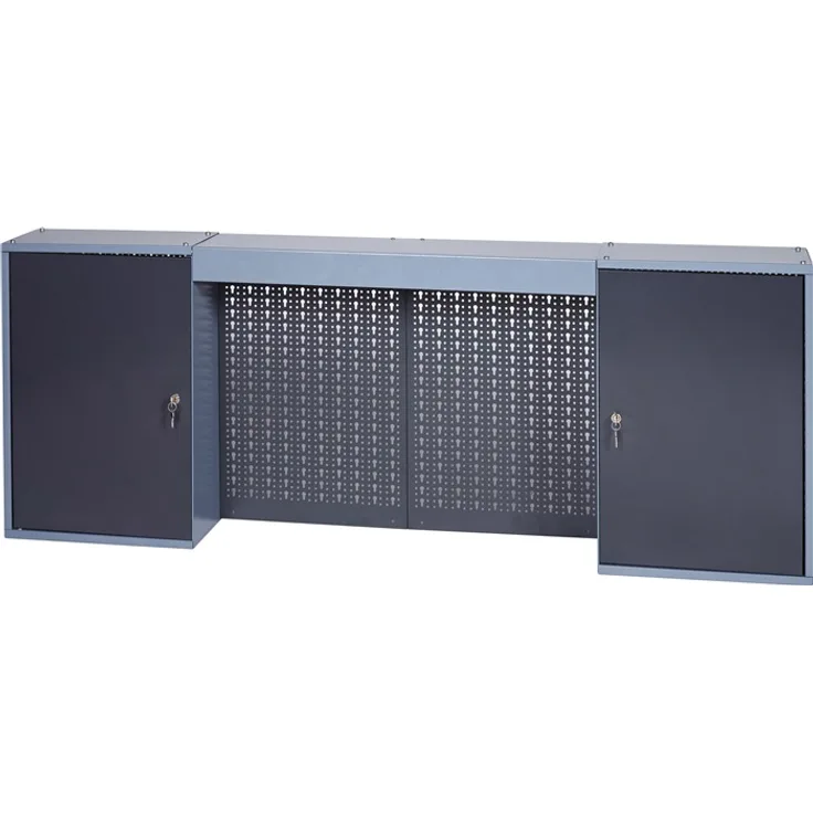 Werkzeugschrank H600xB1600xT190mm silber anthrazit 4 Lochrückwände,2 Türen