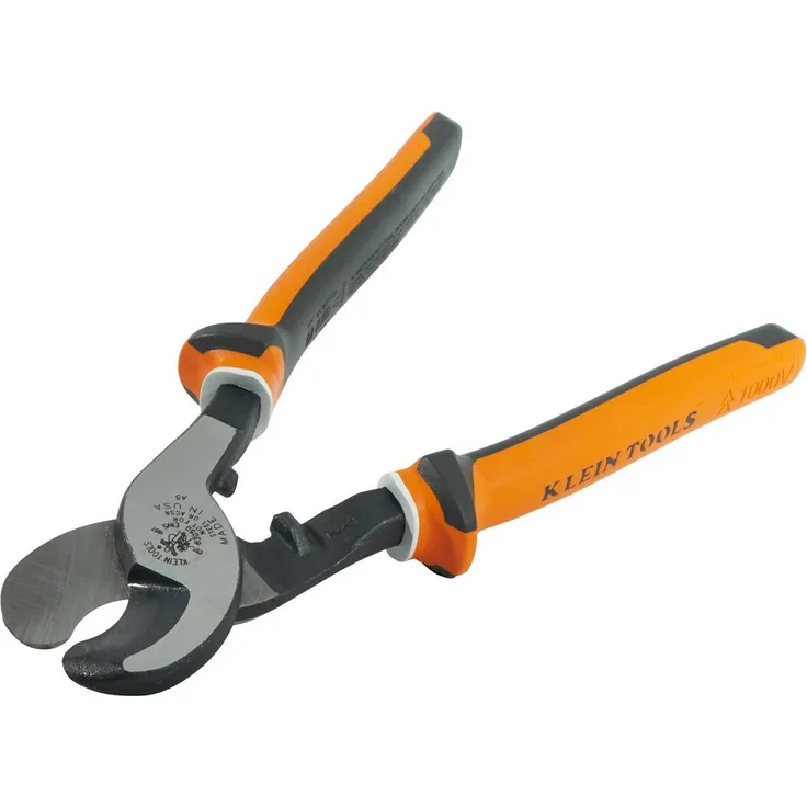 Klein Tools 63050-EINS Kraft-Kabelschneider isoliert bis zu 24 AWG, Orange-weiß-grau