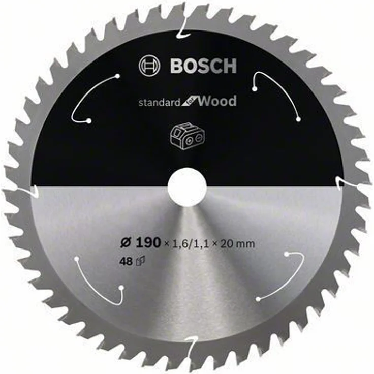 Bosch Professional Kreissägeblatt Standard for Wood (Holz, 190 x 20 x 1,6 mm, 48 Zähne, Zubehör Akku Kreissäge) – Bild 1