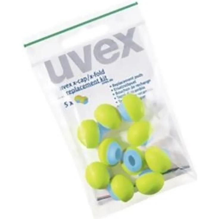 Uvex 2125.351 Bügelgehörschutz-Ersatzstöpsel, 5 Paar, Grau-Blau-Grün, Uni