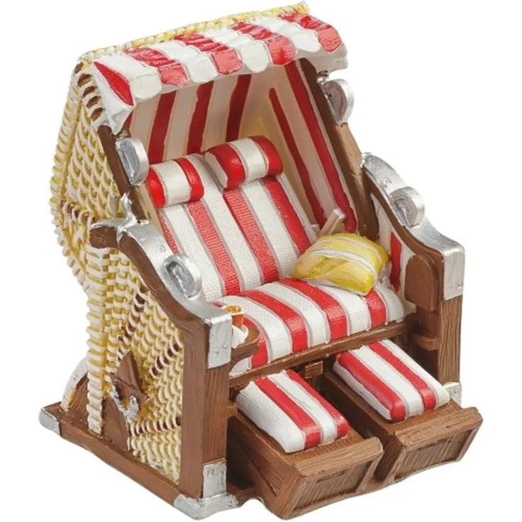 Strandkorb rot-weiss 7 cm Figur Deko Urlaub Ferien Ostsee
