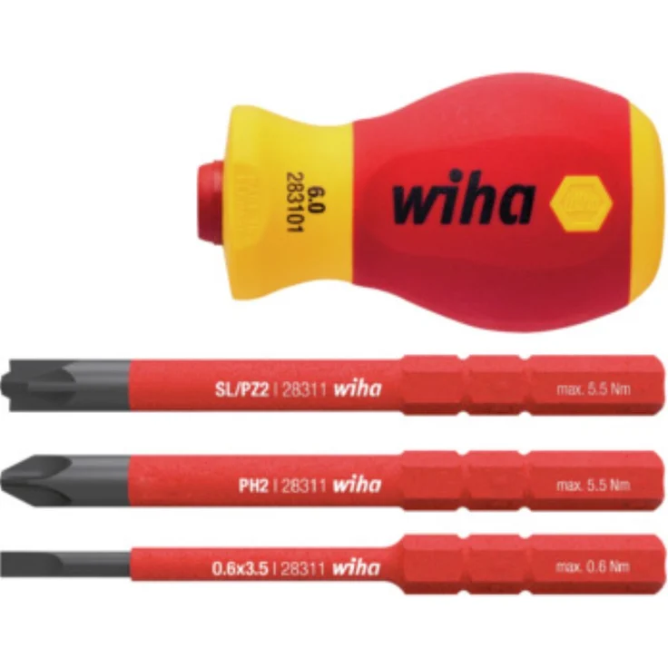Wiha Schraubendreher mit Bithalter Set SoftFinish® electric slimVario Stubby 4-tlg. (41230) - Schraubenzieher - Preisvergleich – Bild 1