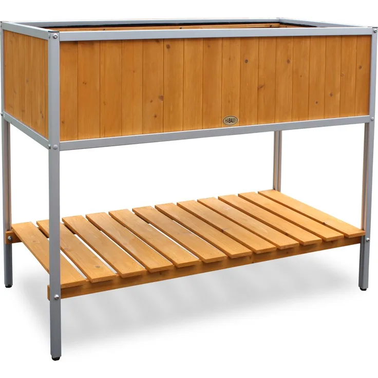 HABAU Hochbeet mit Rahmen aus Aluminium, 115 x 53,5 x 89 cm 2852 natur