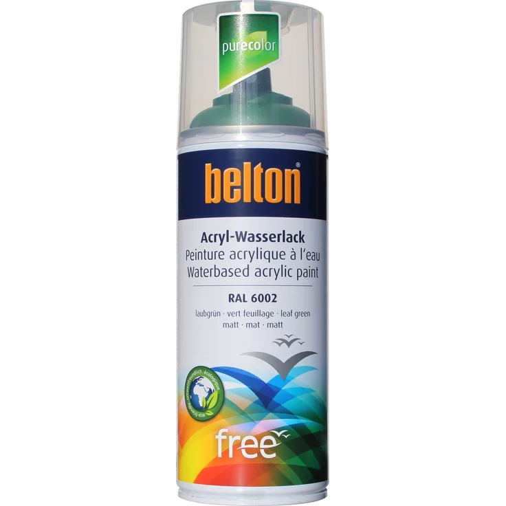 belton free Lackspray 400 ml, Acryl Wasserlack, laubgrün, matt – Bild 1