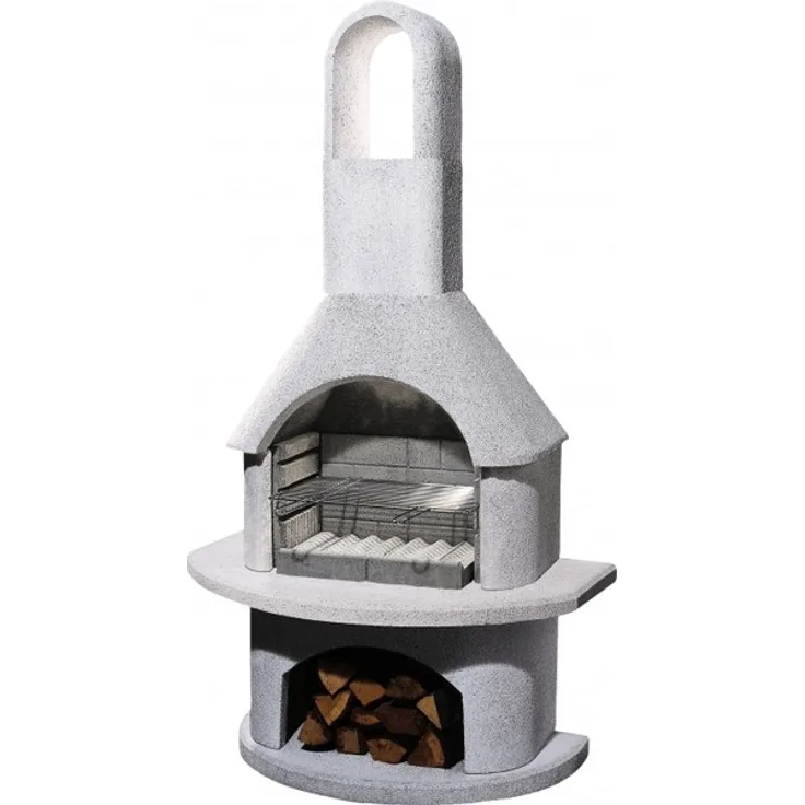 Buschbeck Holzkohlegrillkamin Malibu (weiß), 206 x 110 x 65 cm, Grillfläche 53 x 34 cm