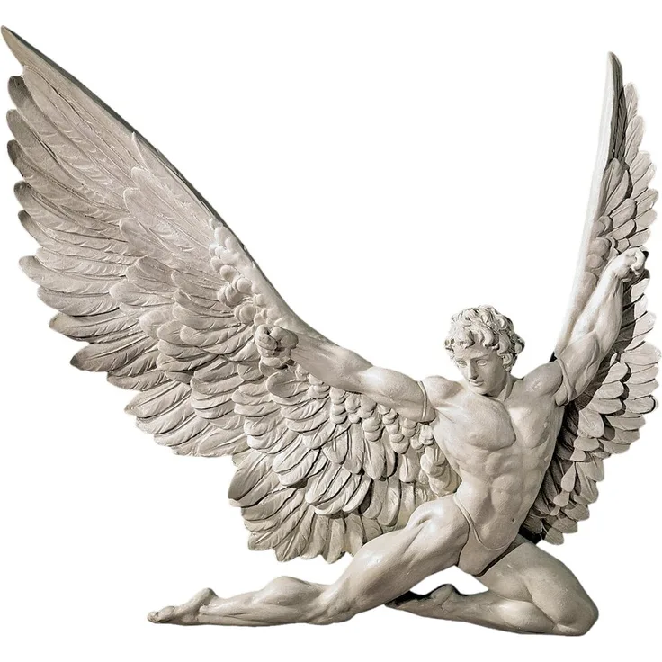Design Toscano Wandskulptur in Form des Ikarus, Maße: 4 x 28 x 28 cm
