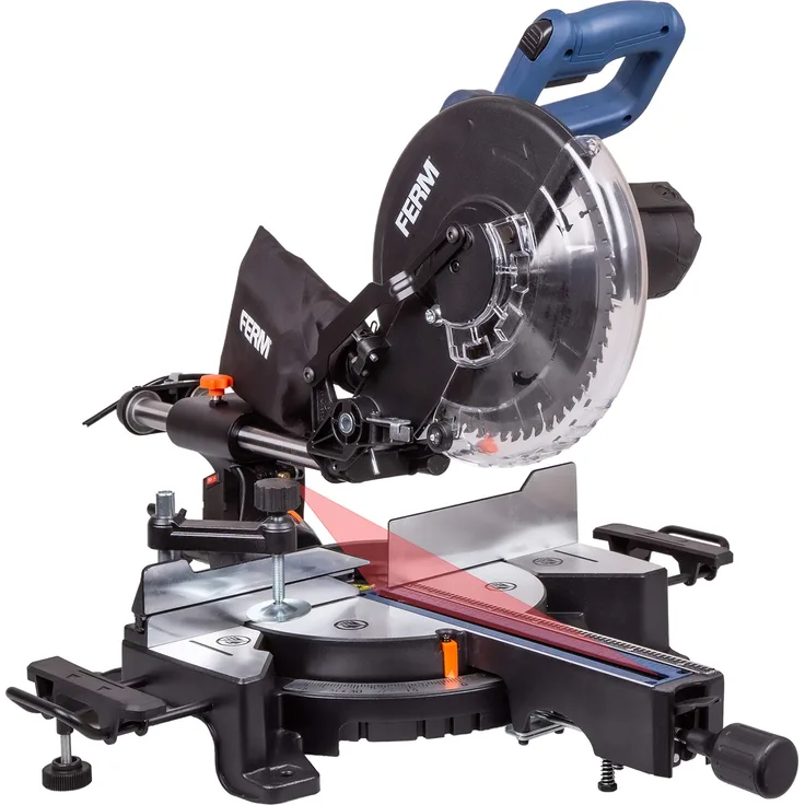 FERM Radialkappsäge ? 1900W ? Ø254mm ? Laserführung ? Inkl. 60T TCT-Sägeblatt, Tischverlängerungen, Werkstückklemme und Staubbeutel