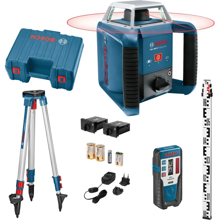 Bosch Professional Rotationslaser GRL 400 H Set 06159940JY (im Koffer, Stativ, Messlatte, Empfänger, Zubehör) – Bild 1