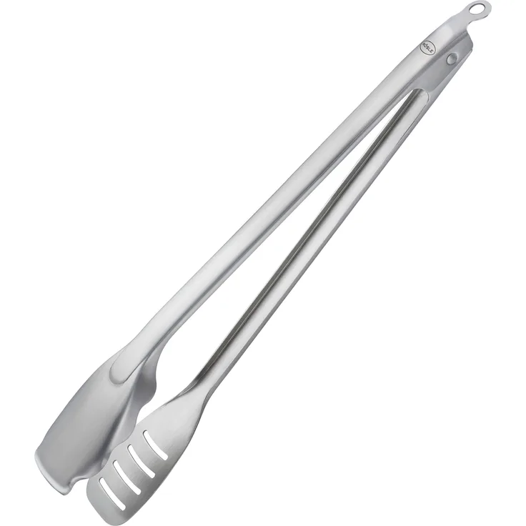 RÖSLE Premium Barbecue-Grillzange, Hochwertige Grillzange mit großer Wendefläche, patentiertes Verschlusssystem, Edelstahl 18/10, spülmaschinengeeignet