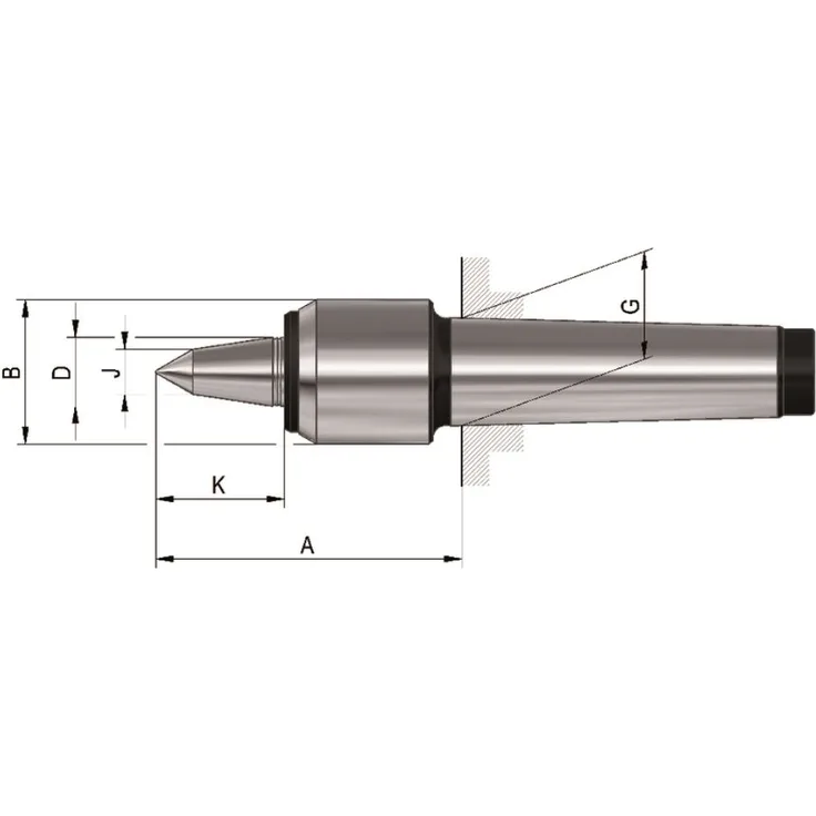 RÖHM 362082 Mitlaufende Körnerspitze Type 600-20 MK 4 mit verlängerter Laufspitze