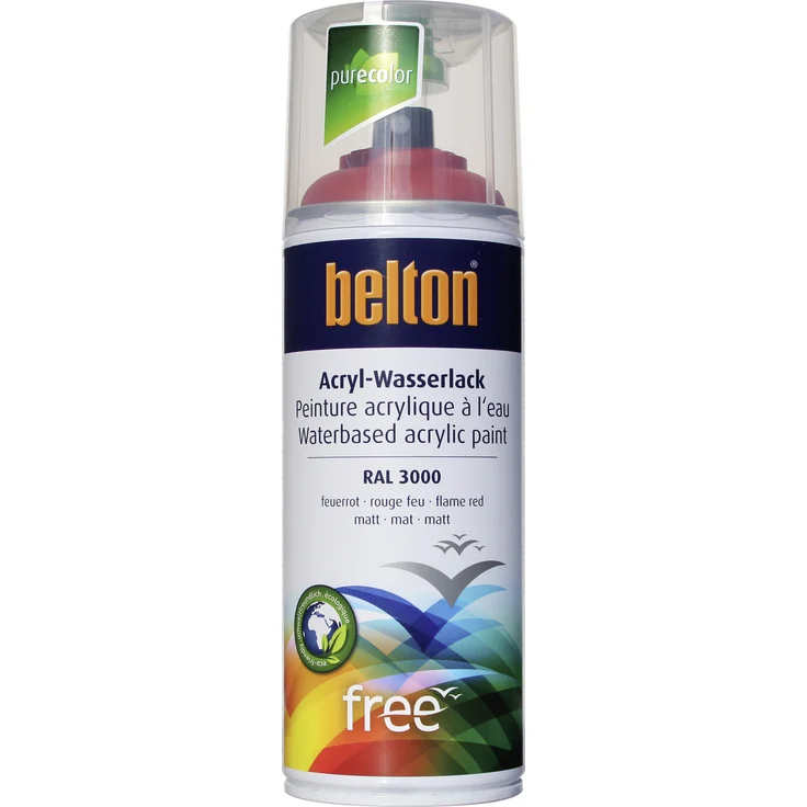 belton free Lackspray 400 ml, Acryl Wasserlack, feuerrot, matt – Bild 1