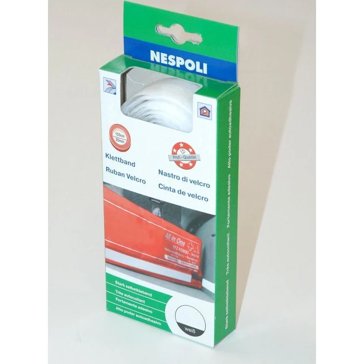 Nespoli Klettband 2 x 150 cm, weiß, selbstklebend – Bild 1