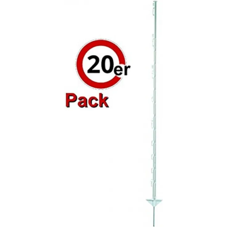 Kunststoffpfahl weiß 150 cm 20 Stück weiß mit Dreieckdoppeltritt 10656