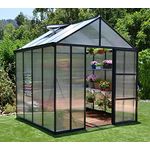 Palram Glory Gewächshaus - 10 mm Polycarbonat & extra dicker Aluminiumrahmen - Die solide Wahl des Gärtners, grau, 244.5 x 244.5 x 268.5 cm