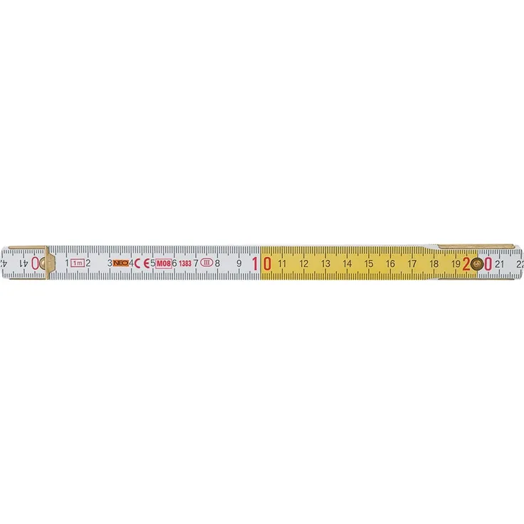 NEO Holzgliedermaßstab 2 m, weiß-gelb 74-020