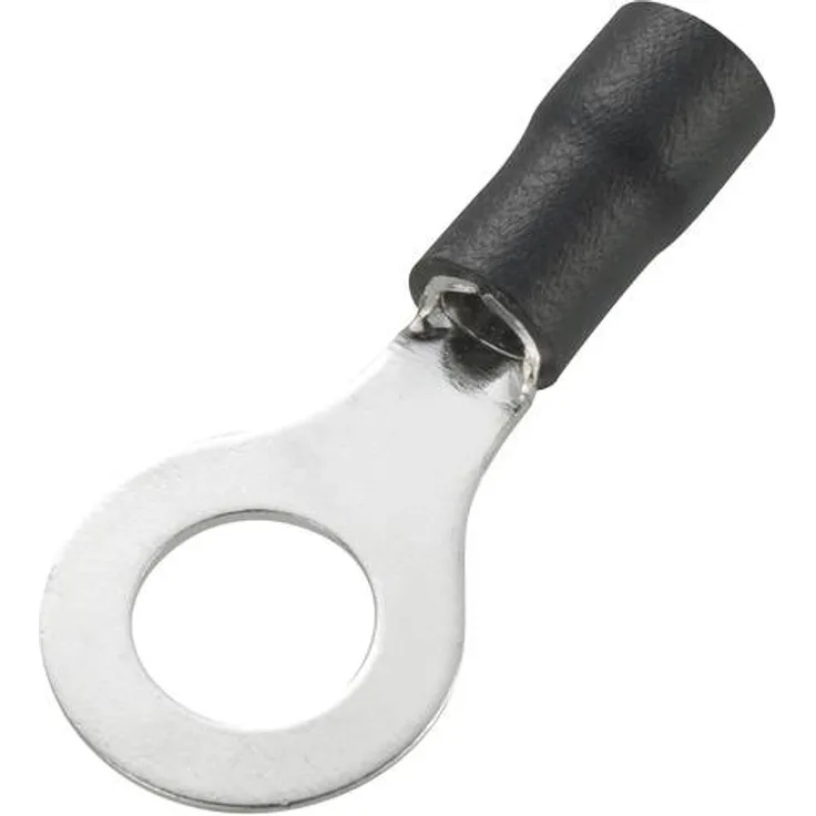 TRU COMPONENTS 738323 Ringkabelschuh Querschnitt max.=4mm² Loch-Ø=6.4mm Teilisoliert Schwarz 50St.