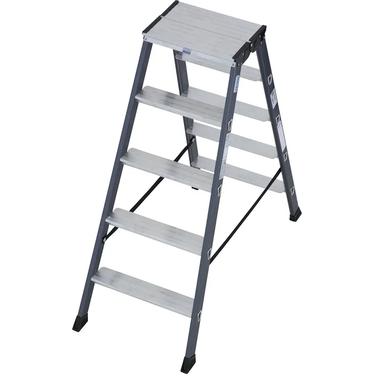 KRAUSE Doppelleiter Sepro D eloxiert, 2 x 5 Stufen, 125828