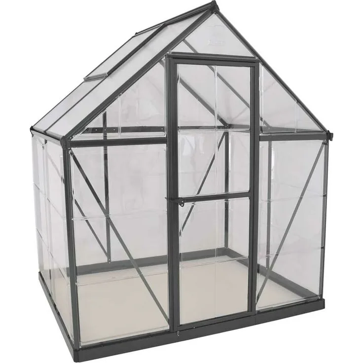 Palram Aluminium Gewächshaus Set Hybrid 6x4 grau, 185x130 cm