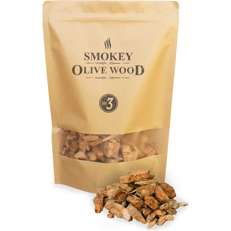 Smokey Olive Wood 1.7 Liter Räucherchips aus Olivenholz, Räucherspäne grob 2-3cm