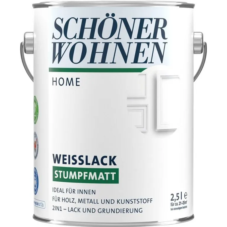 Schöner Wohnen - SCHÖNER WOHNEN-Kollektion Weißlack Home Weisslack, stumpfmatt, 2500 ml - weiß