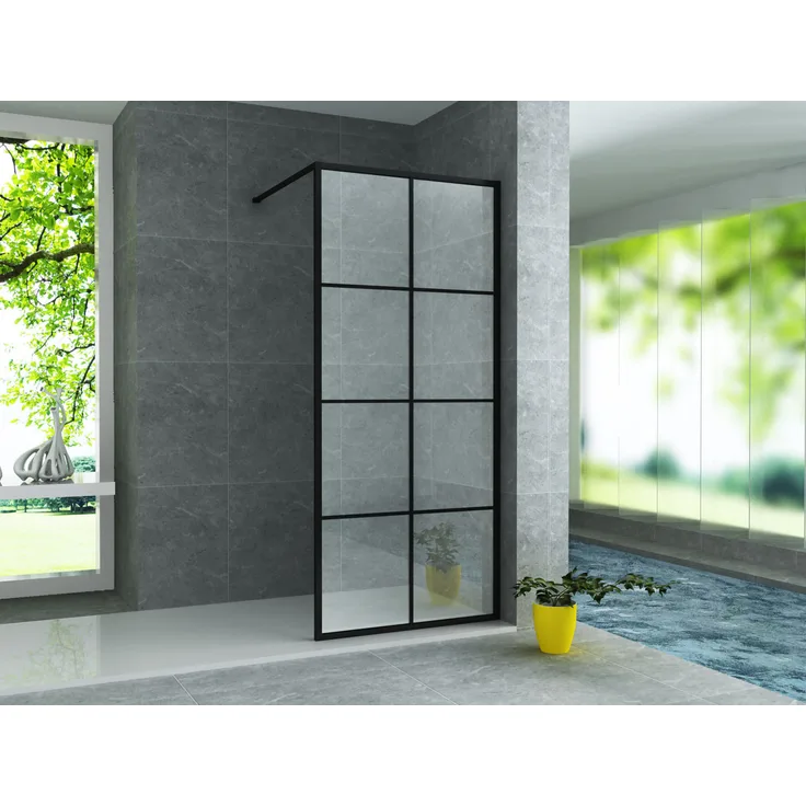 Aloni Duschwand Hartglas Begehbar Duschabtrennung Dusche 8mm schwarz matt 120cm