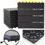 WPC Bodenfliese Rhone, Holzoptik Balkon-Terrasse, 11x je 30x30cm 1qm Premium, anthrazit linear