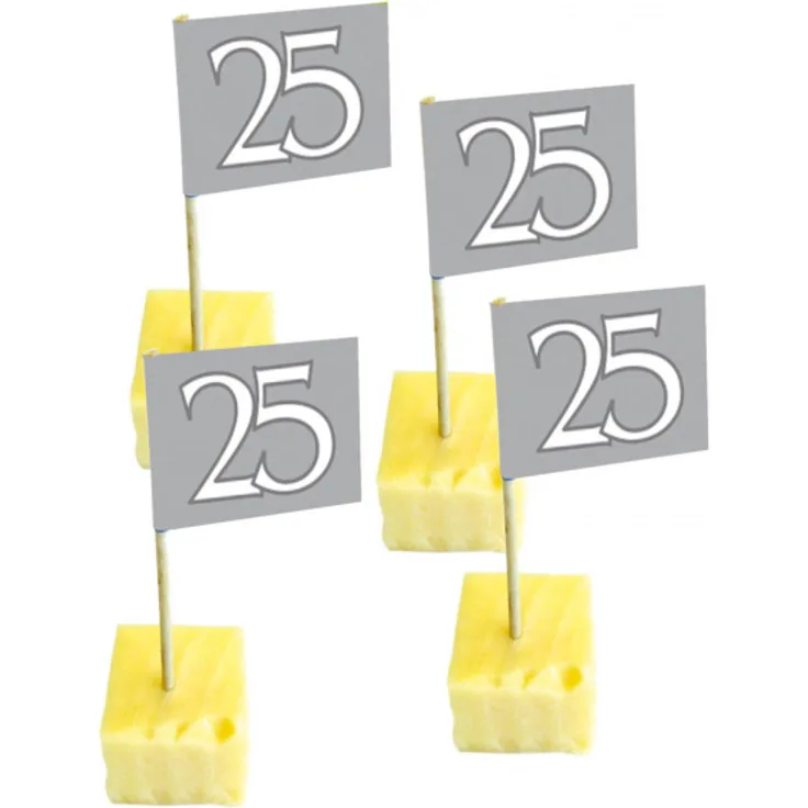 cocktailaufkleber Flagge 2 15 cm Bambus Silber 50 Stück