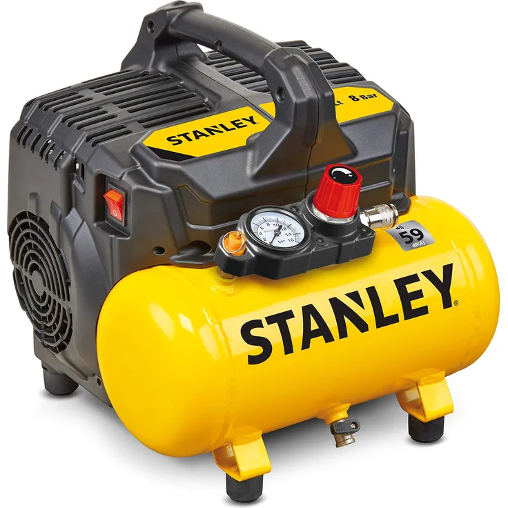 Stanley B2BE104STN703 100-8-6 Silent Air Kompressor DST 100-8-6SI, 750 W, 230 V, Giallo