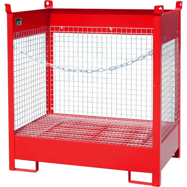 Bauer Fass-Stapelpalette FSP-2 D, Drahtgitterwände, Feuerrot