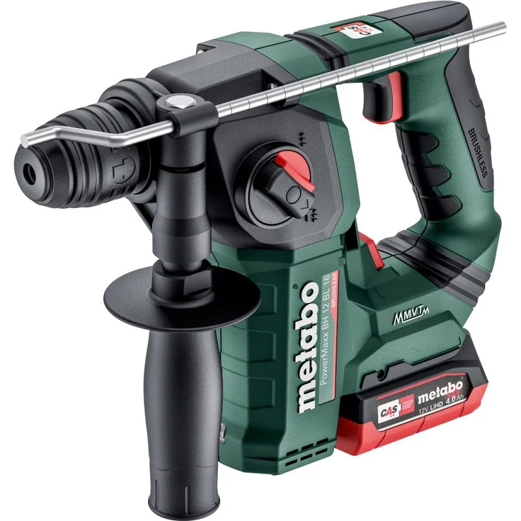 Metabo 12V Akku-Bohrhammer PowerMaxx BH 12 BL 16 | 2x Akku 4,0 Ah metaBOX