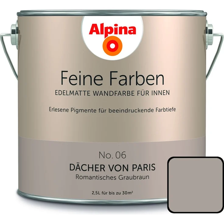 Alpina Feine Farbe No. 06 2,5 l, romantisches graubraun, Dächer von Paris – Bild 1