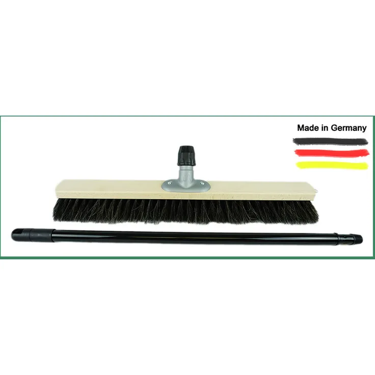 Saalbesen Naturhaar 40 cm I Besen mit Stiel ausziehbar I Rosshaar schwarz I Weich I fein I Großraumbesen Kehrbesen Zimmerbesen Hofbesen Novaliv