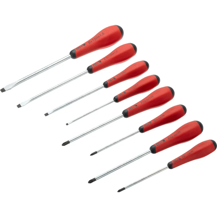 Peddinghaus Schraubendreher-Satz 9129001901 4-Schlitz  2 PH  2 PZ Redgrip 8-teilig