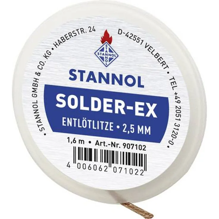 Stannol Solder Ex Entlötlitze Länge 1.6m Breite 2.5mm Flussmittel getränkt