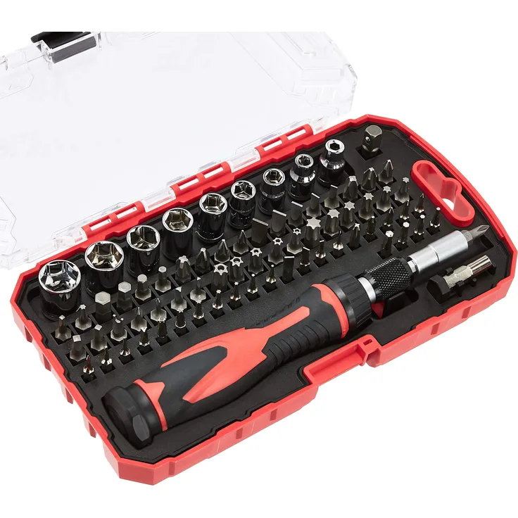 AmazonBasics ? Magnetisches Ratschen-Schlüssel- und Schraubendreher-Set, 73-teilig