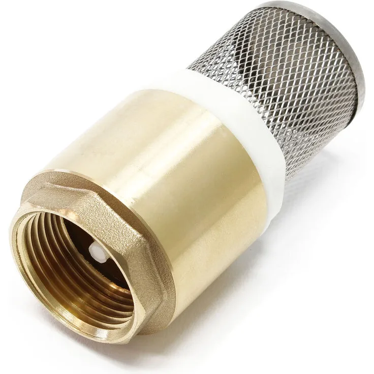 Messing Fußventil mit Rückschlagventil und Edelstahlkorb Saugkorb für Saugschlauch DN25 (1') 33,7mm