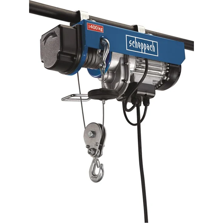 Scheppach elektrischer Seilzug HRS400 (Tragkraft 400 Kg, 780 W, Hubhöhe 12 m, Drahtseil 12 m) – Bild 1