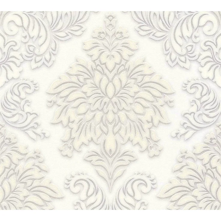 Livingwalls 368982 Metropolitan Stories Lizzy London Tapete mit Ornamenten barock Vliestapete mit Glitter beige metallic weiß 10,05 m x 0,53 m