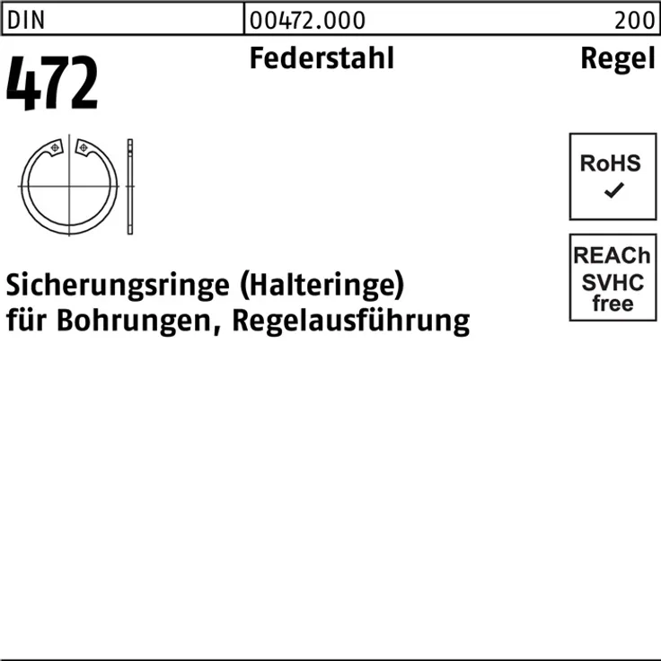 DIVERSE Sicherungsring DIN 472 23 x 1,2 Federstahl Regelausf.